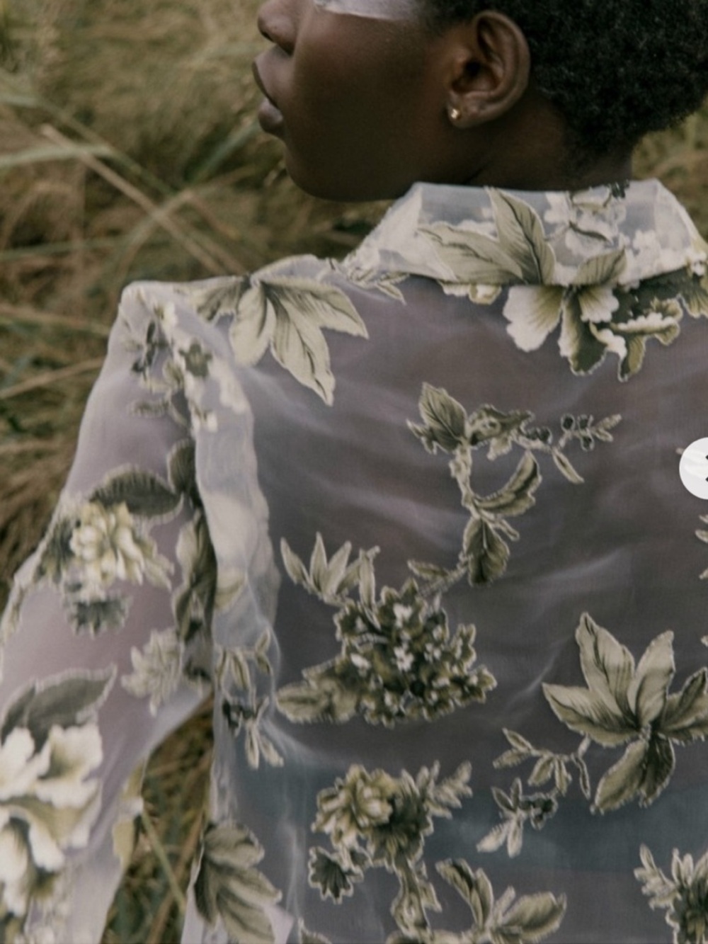 Zara White Sheer Floral Button-Front Blouse - Picture 3 of 13
